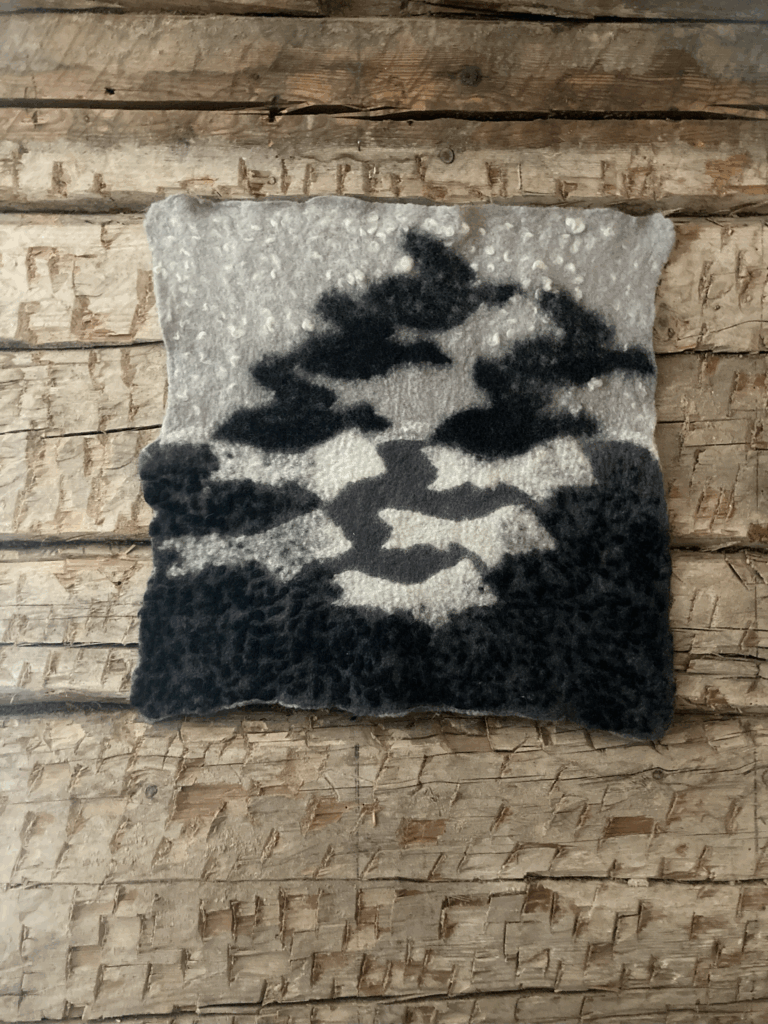 Flying fishes and swimming birds: Escher inspired felt painting